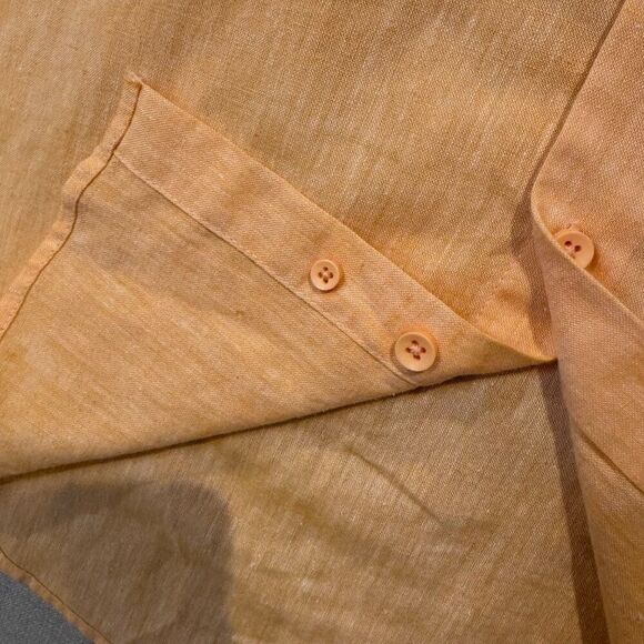 Bachrach Linen Blend Button Down Shirt Orange Long Sleeve Lightweight Casual XL - Picture 8 of 8